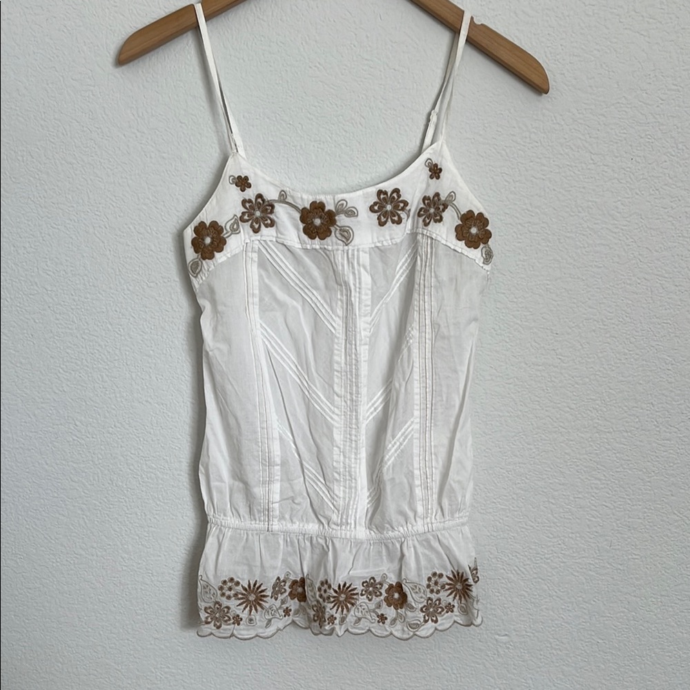 White Floral Embroidered Camisole
